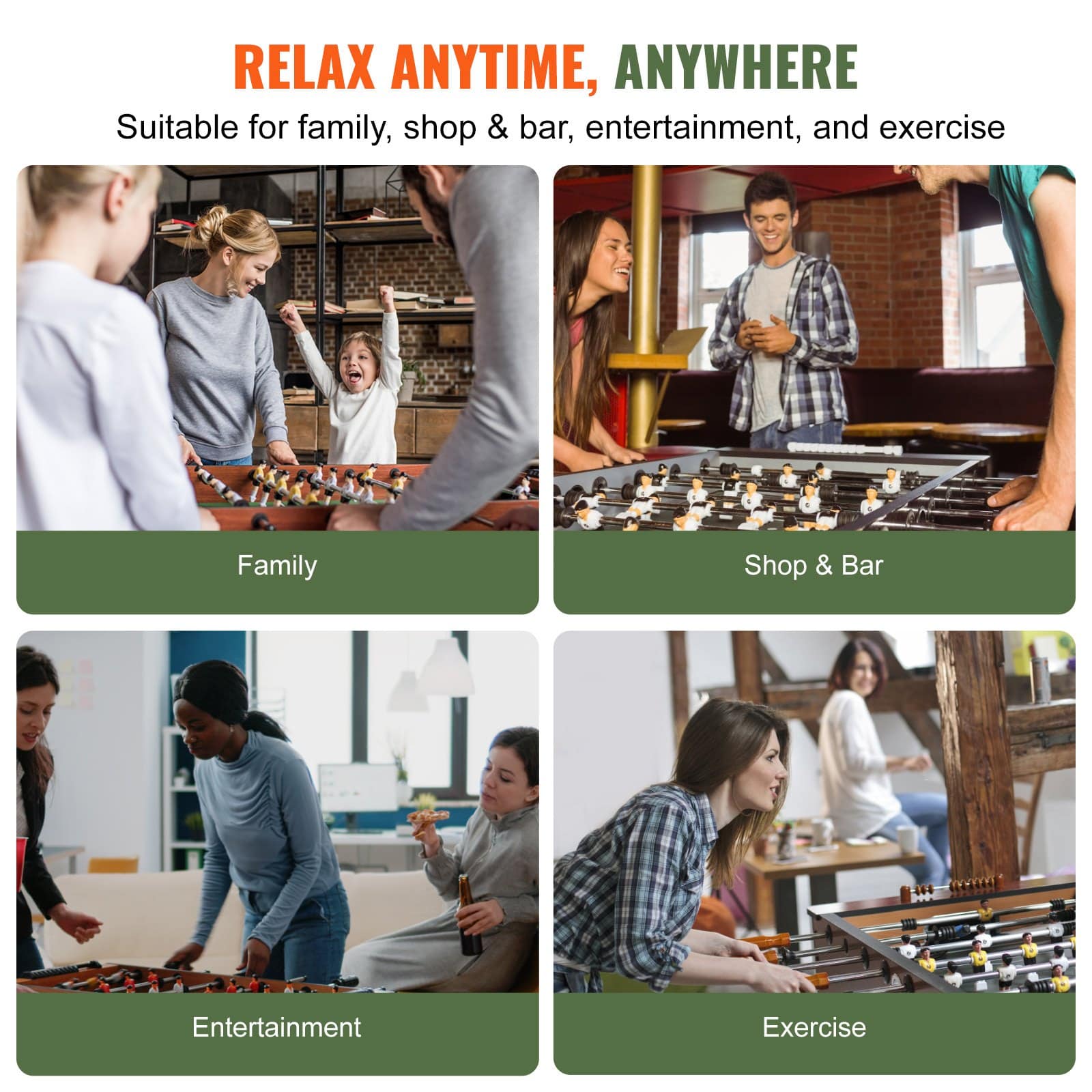 VEVOR 140 cm Full Size Foosball Table with 4 Balls, 2 Cup Holders, for Home, Game Room, Office, Durable MDF Build - Pilt 5