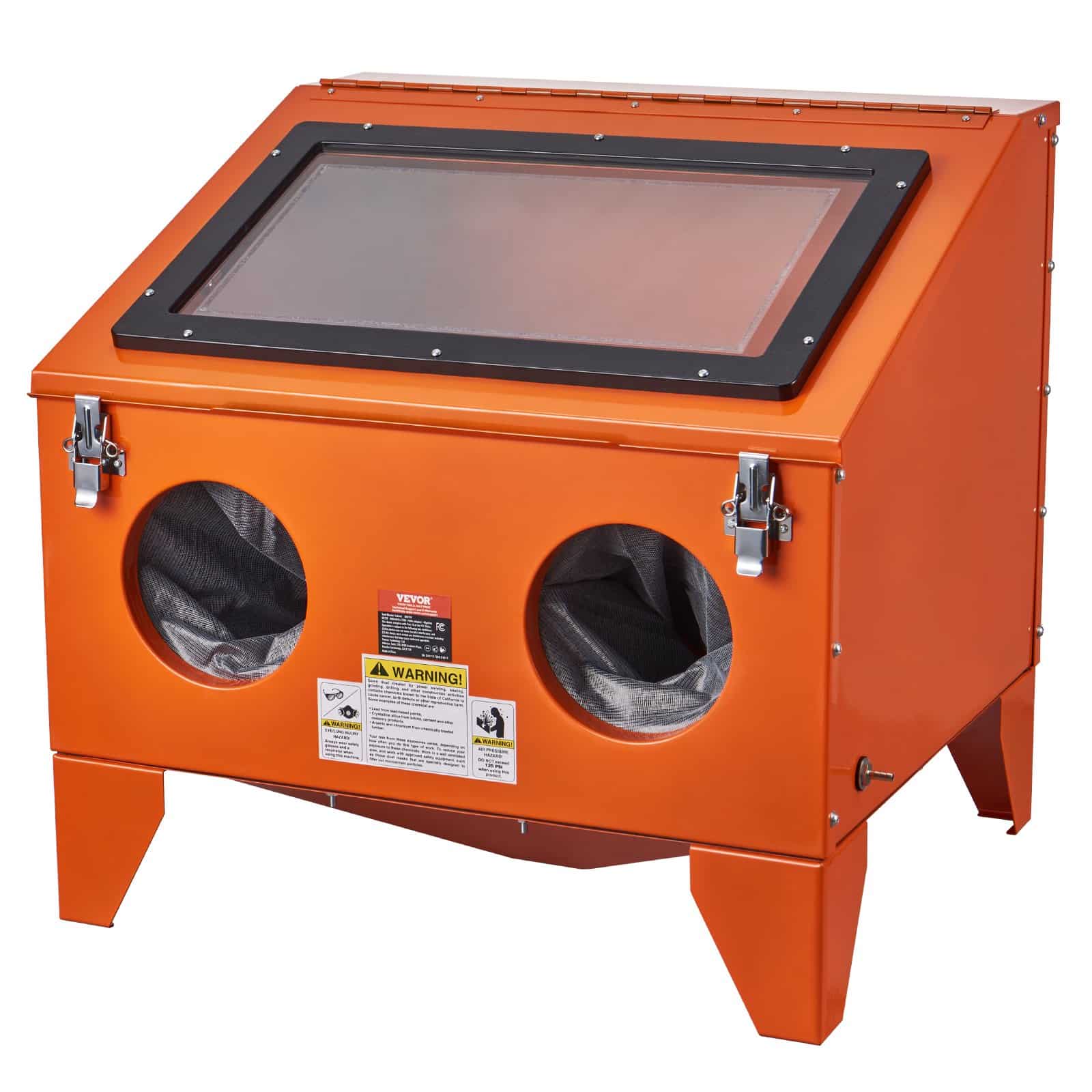 VEVOR 151.4L Benchtop Sandblasting Cabinet with Blasting Gun & 4 Nozzles, LED Light, Steel Body for Rust & Paint Removal