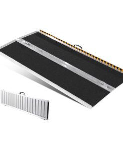 VEVOR 182.6 cm Folding Aluminum Wheelchair Ramp, 363 kg Capacity, Non-Slip Portable Mobility Ramp for Home & Steps