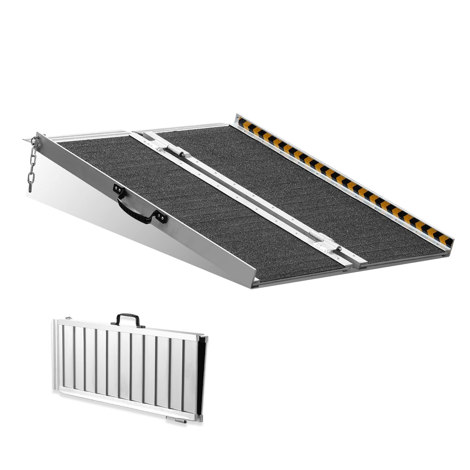 VEVOR Foldable Aluminum Wheelchair Ramp 61 cm, 363 kg Capacity, Non-Slip Threshold Ramp for Steps, Doorways, Curbs
