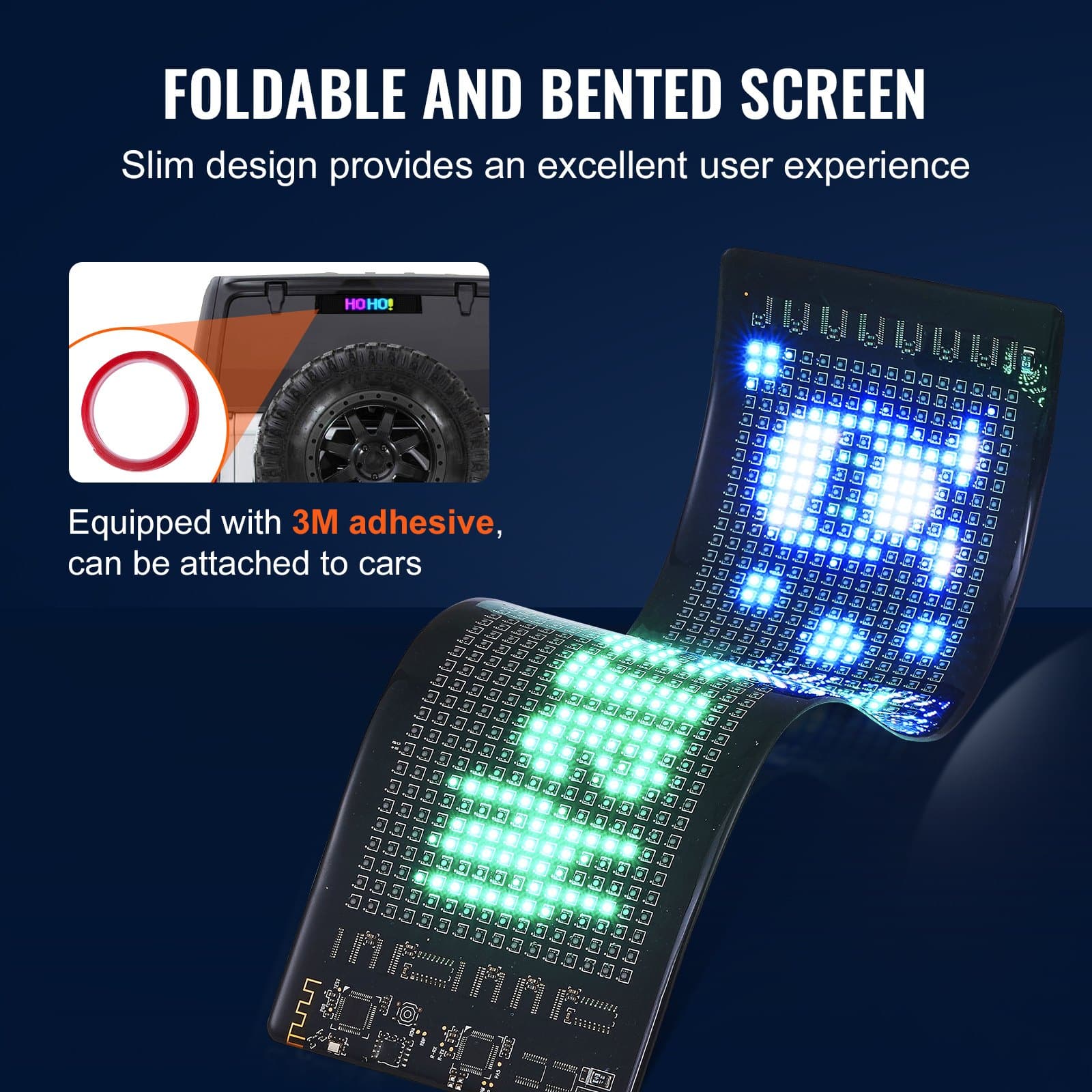 VEVOR Programmable LED Sign 38x10cm, P5 Full Color Scrolling Display Board, Bluetooth APP Control for Car, Store, Bar Ads - Image 4