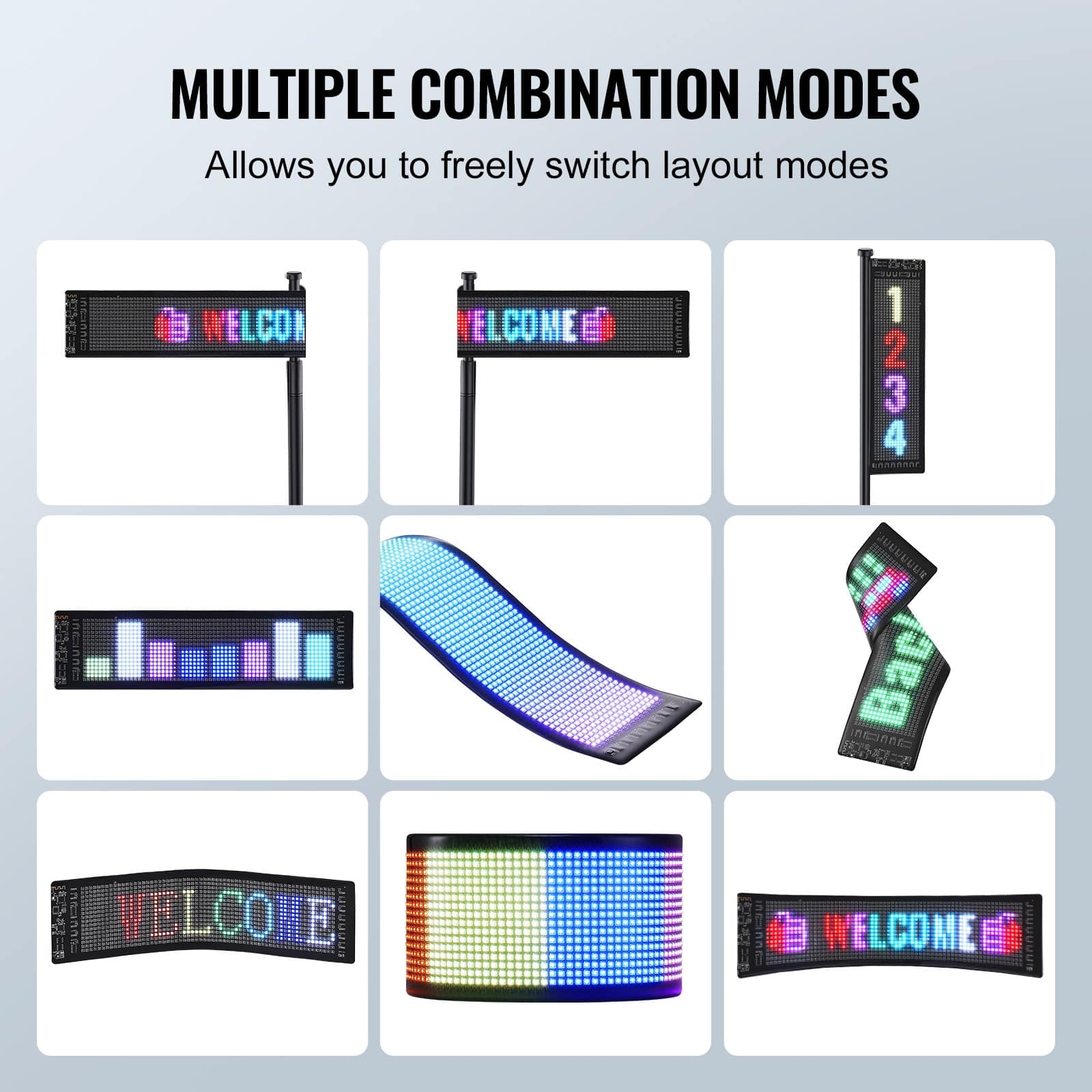 VEVOR Programmable LED Sign 38x10cm, P5 Full Color Scrolling Display Board, Bluetooth APP Control for Car, Store, Bar Ads - Image 6