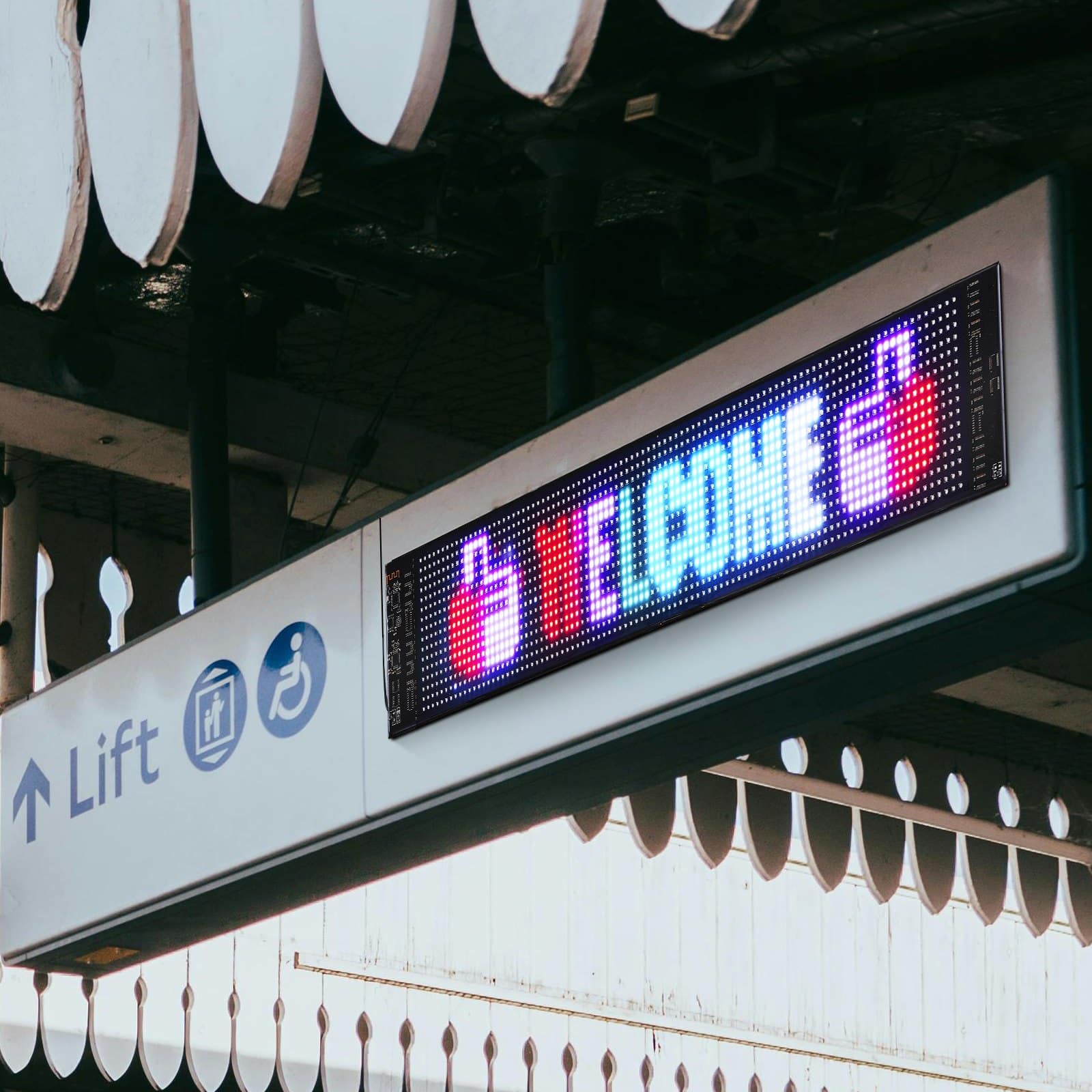 VEVOR Programmable LED Sign 38x10cm, P5 Full Color Scrolling Display Board, Bluetooth APP Control for Car, Store, Bar Ads - Image 8