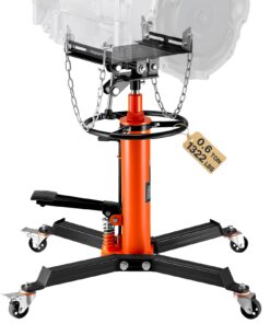 VEVOR Hydraulic Transmission Jack 600kg, 87–174cm Telescopic Lift, Foot Pedal, 360° Swivel Wheels, for Garage & Workshop