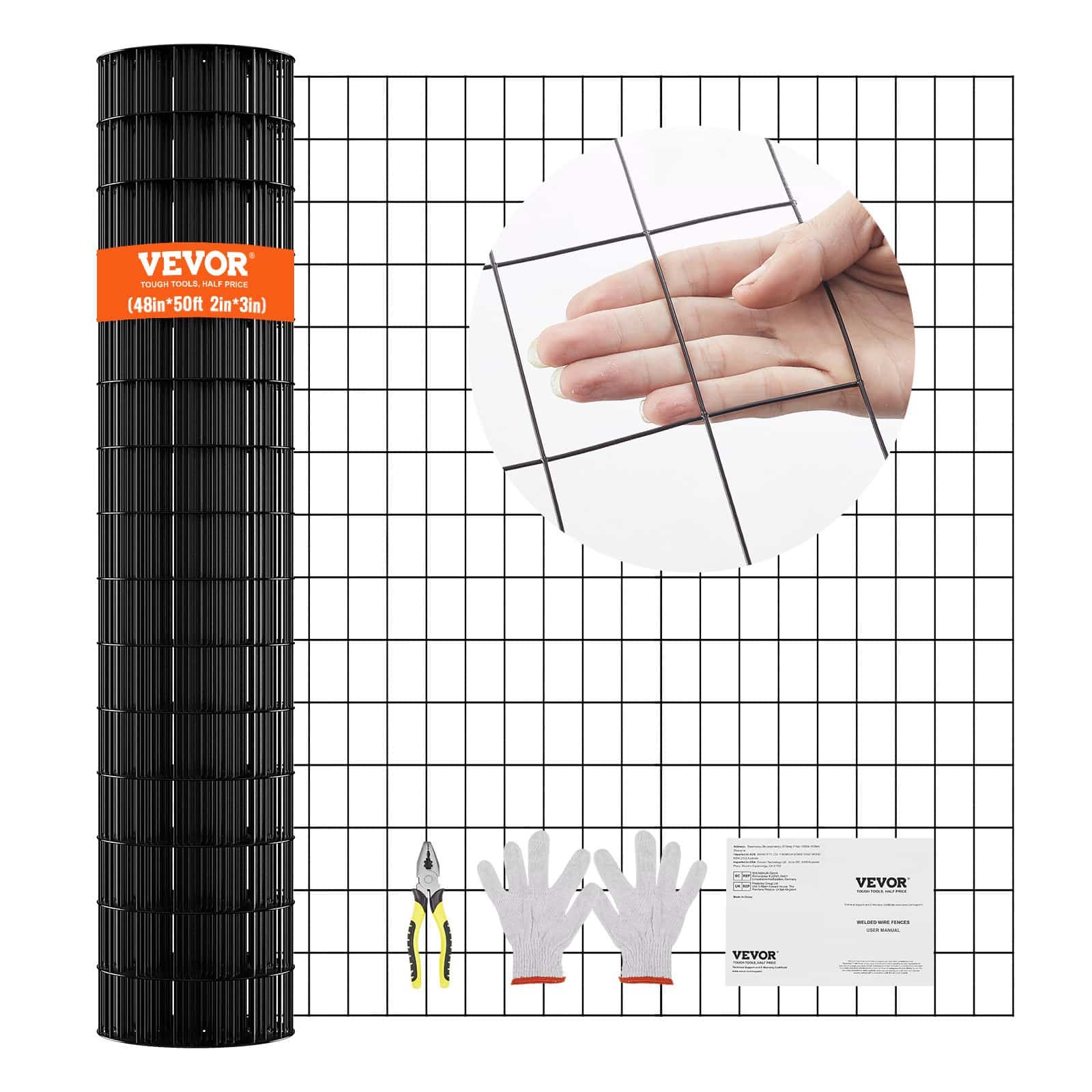 VEVOR 1220x15240 мм Рулон из оцинкованной проволочной сетки с виниловым покрытием, калибр 16, для куриных купе, ограждений для садов и животных