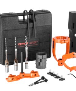VEVOR Mortising Attachment Set for Drill Press with 4 Chisels & 5 Bushings, Square Hole Tenon Tool for Woodworking