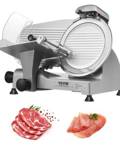 VEVOR 340W Electric Meat Slicer with 25.4cm SUS420 Blade, Adjustable Thickness 0–15mm, Sharpener, for Home & Commercial Use