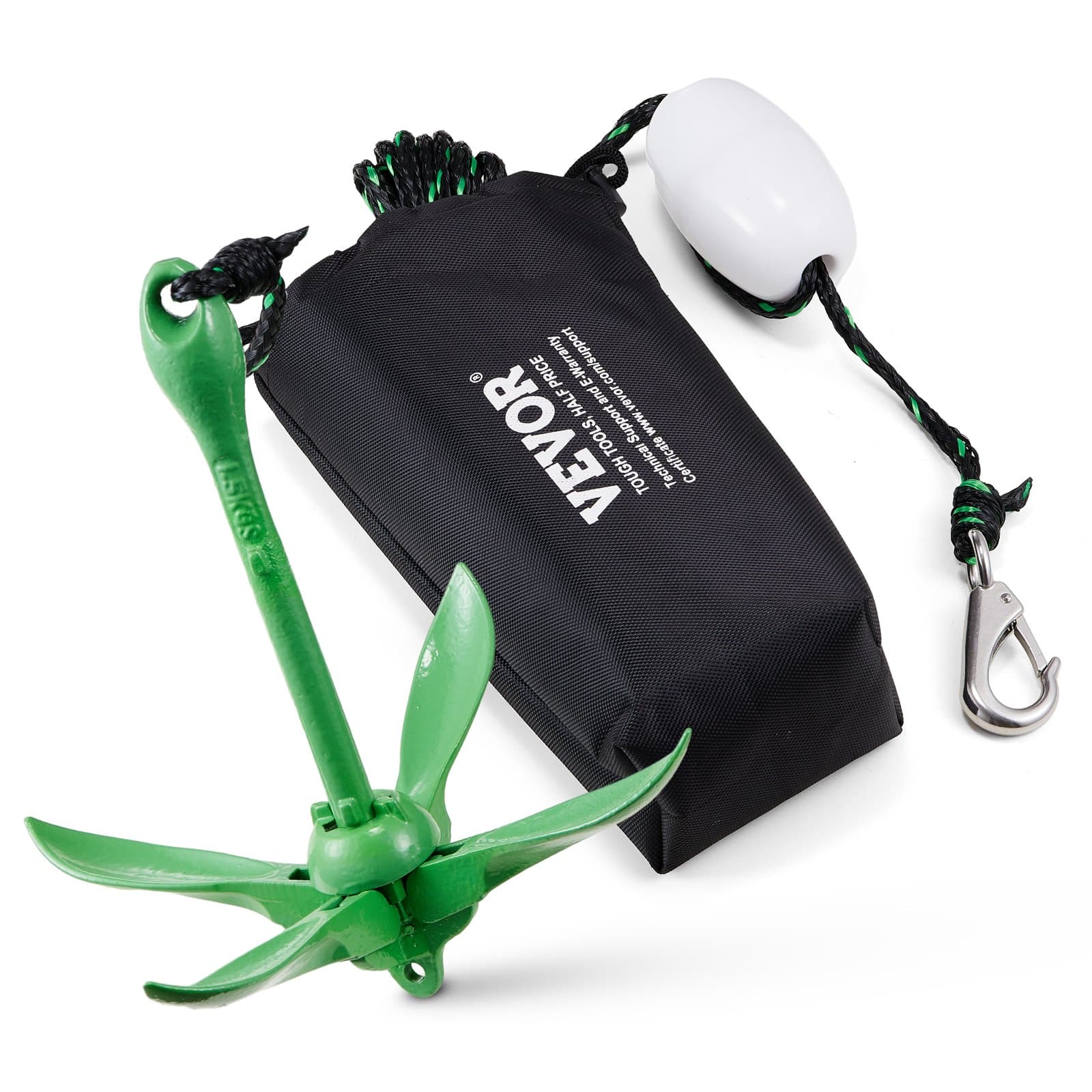 VEVOR 1.6 kg Folding Kayak Anchor Kit with 8 m Rope, Buoy & Bag – Small Boat & SUP Anchor for Kayaks, Canoes, Paddle Boards