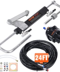VEVOR Marine Hydraulic Steering Kit for 90HP Outboard Motors, Includes Helm Pump, Lock Cylinder & 731.5 cm Hose