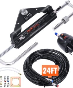 VEVOR 150HP Marine Hydraulic Outboard Steering Kit with Helm Pump, Lock Cylinder & 731.5cm Hoses for Single-Engine Boats