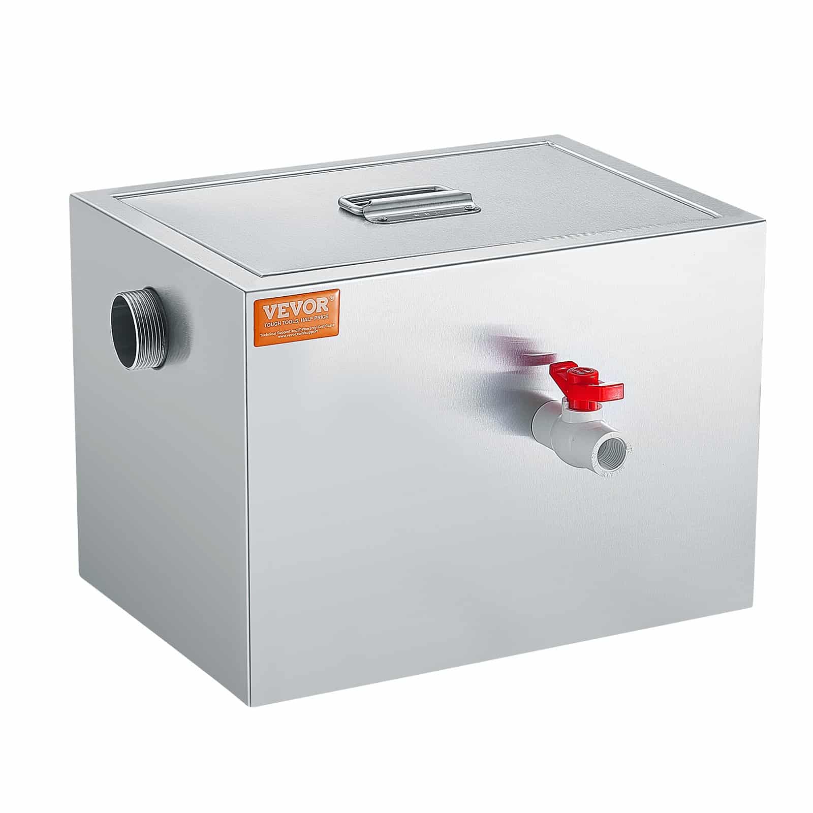 VEVOR 3.6 kg Stainless Steel Grease Trap, 2.8 GPM Interceptor with Side Inlet, Under Sink Oil Separator for Kitchen & Restaurant - Зображення 12