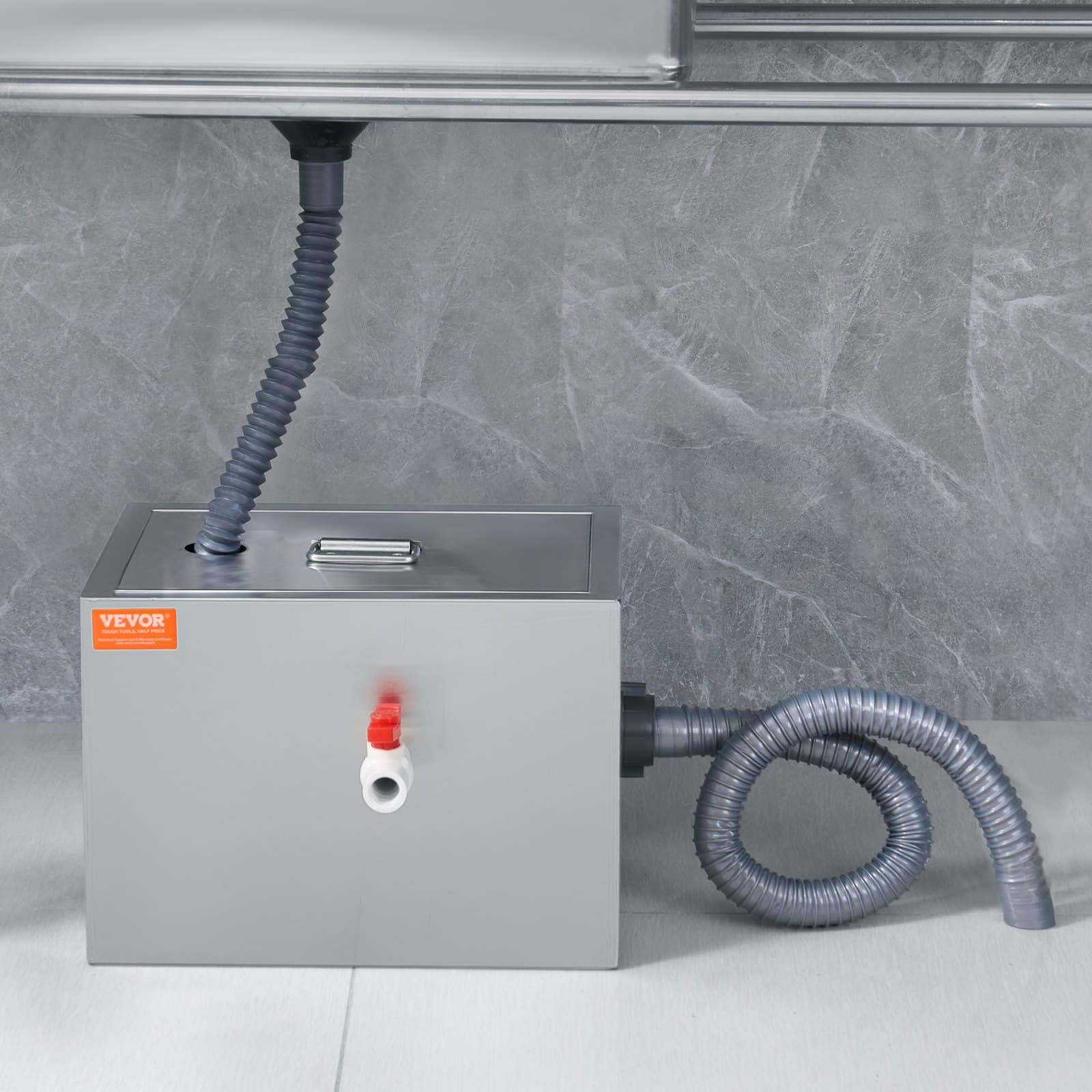 VEVOR Stainless Steel Grease Trap 3.6kg, 2.8 GPM, Under Sink Oil-Water Separator for Restaurant, Kitchen, Home Use - Зображення 8