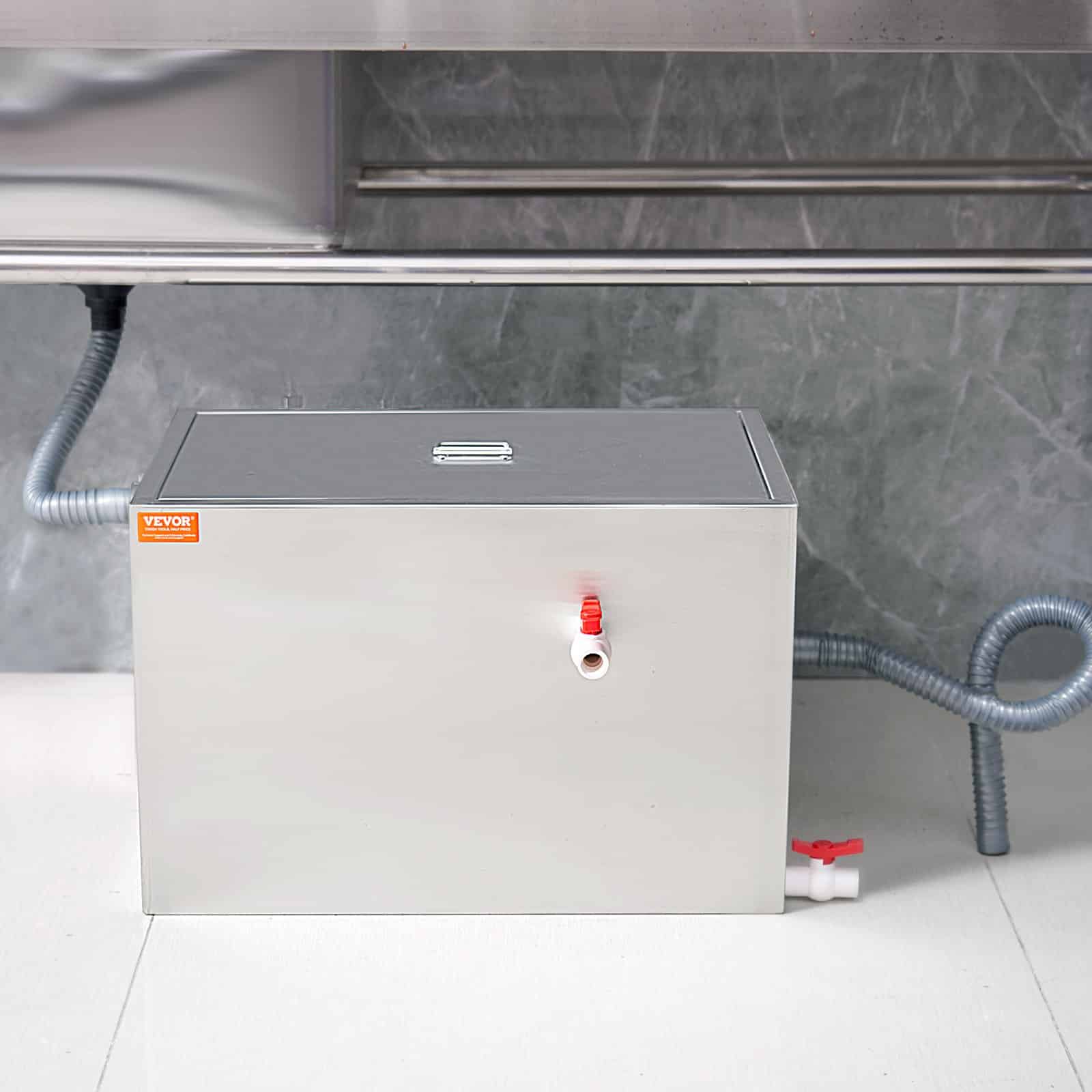 VEVOR 40L Grease Trap Interceptor, Stainless Steel, 38 L/min Flow, Side Inlet, Under-Sink Oil-Water Separator for Kitchen & Restaurant - Зображення 8