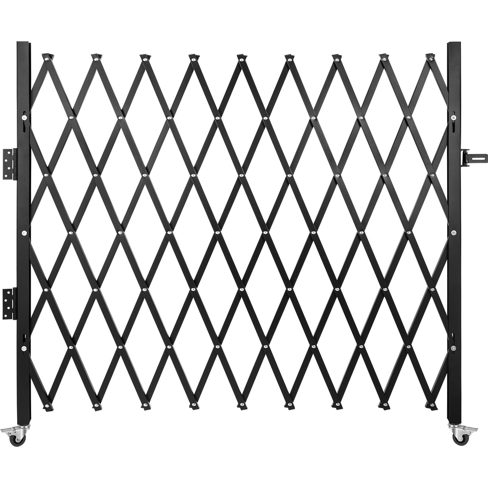 VEVOR 216×214 cm Steel Folding Security Gate with Lock, Rolling Casters, Expandable Accordion Barrier for Home & Commercial Use