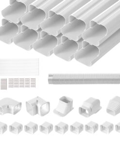VEVOR Комплект ПВХ кожуха для труб 76мм x 5400мм для сплит-систем – 10 каналов, аксессуары, окрашиваемый, белый