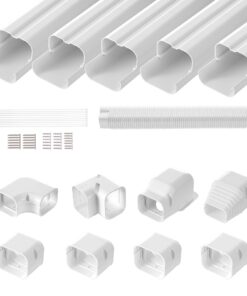 VEVOR Комплект кожухов для труб 76,2мм x 3110мм, ПВХ короб с 5 прямыми секциями, можно красить, белый