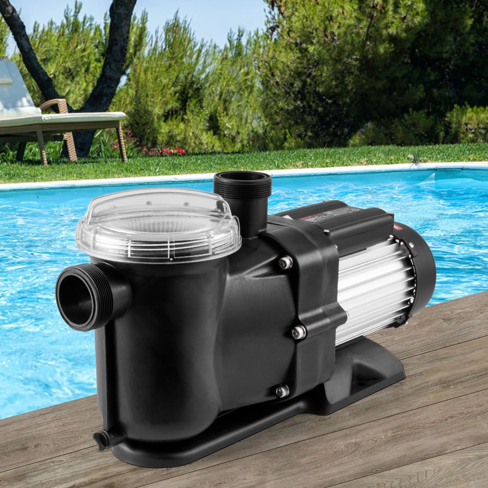 VEVOR 1.5HP Pool Pump 1118W, 378 L/min Flow, 15m Lift, 220V, Filter Basket, For Above Ground Pools, Hot Tubs, UL Certified – Paveikslėlis 8
