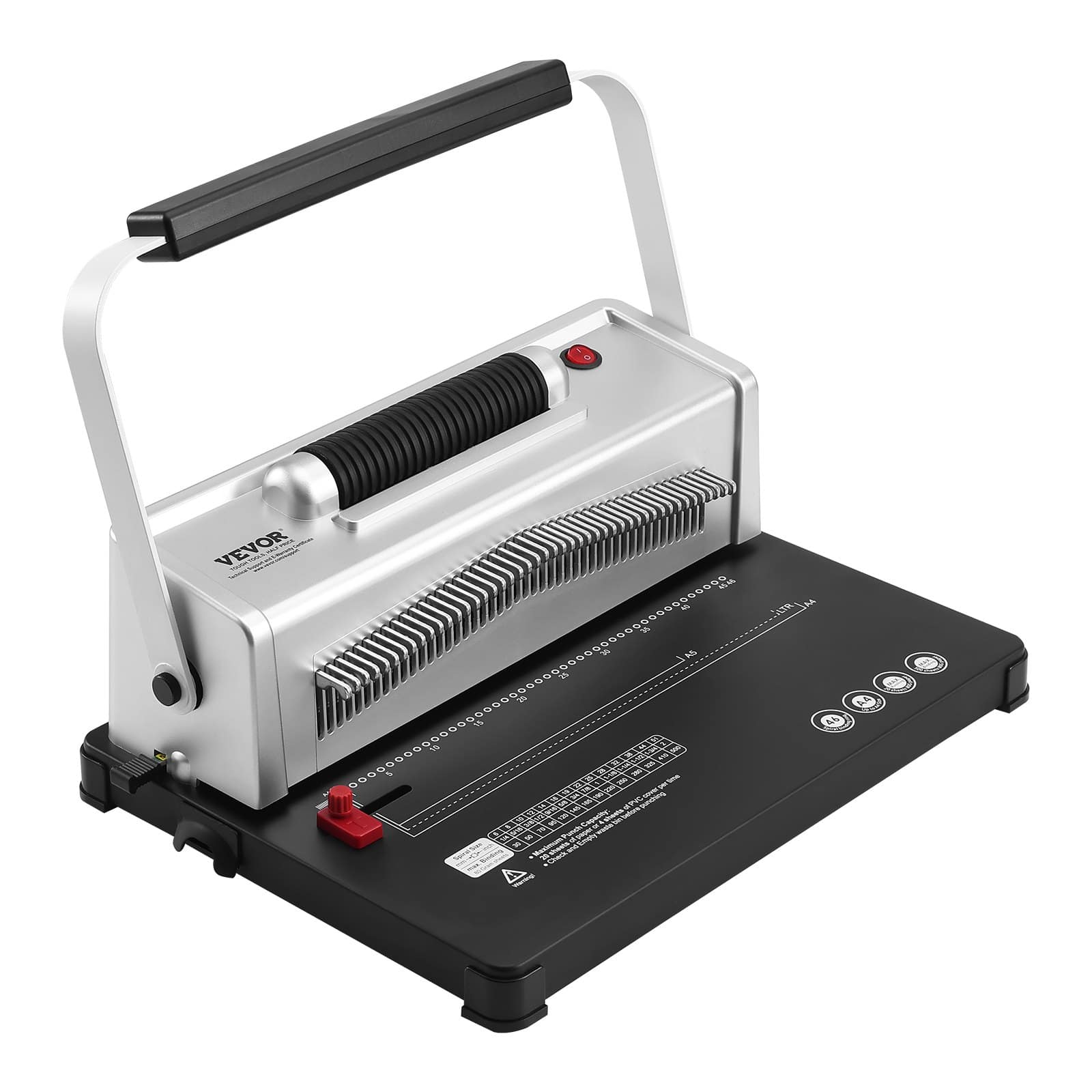VEVOR Manual & Electric Coil Binding Machine, 46-Hole Punch, Binds 500 Sheets, 100pcs 8mm Spines, for A4 A5 Letter Size — изображение 11