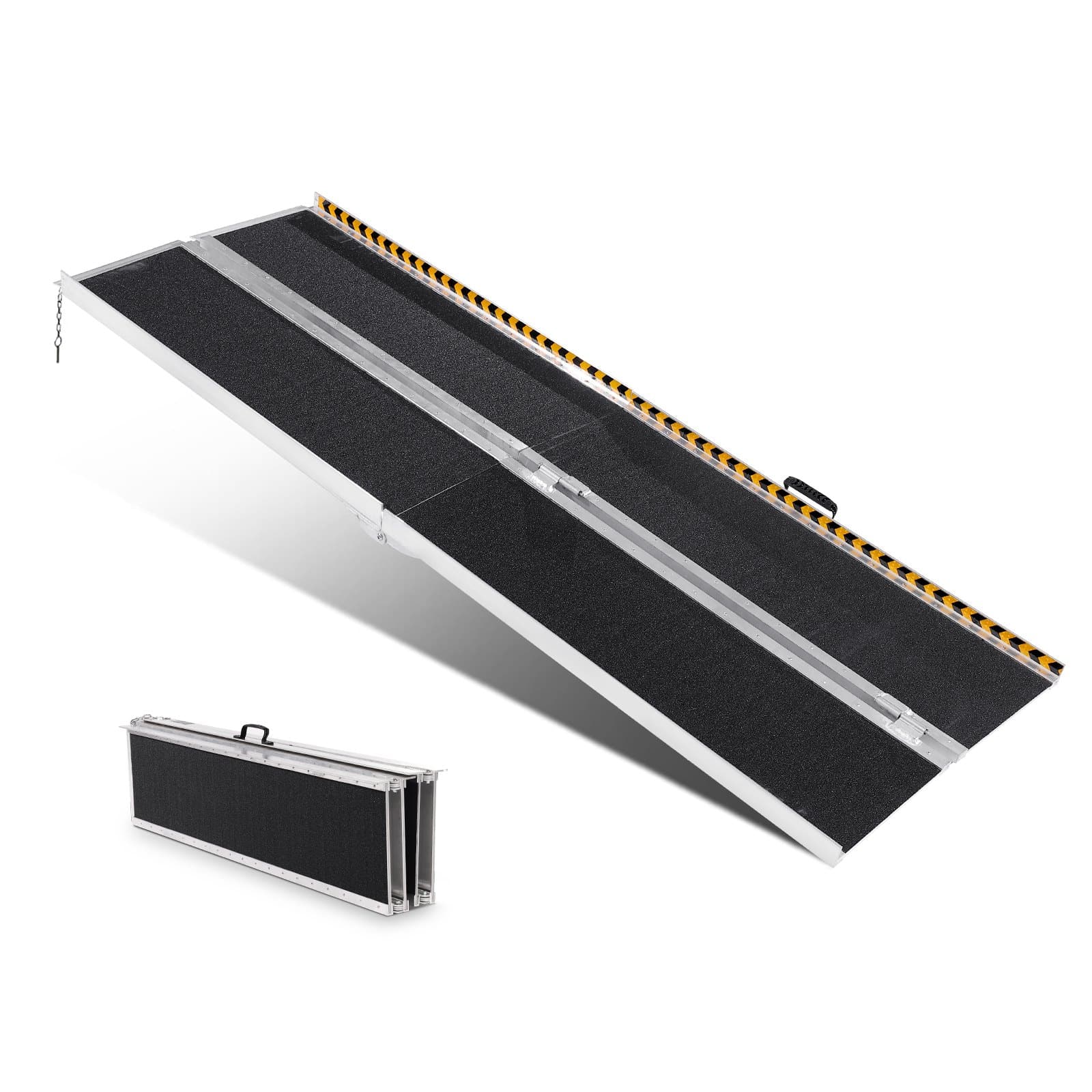 VEVOR 213 cm Portable Folding Wheelchair Ramp, 363 kg Capacity, Non-Slip Aluminum Threshold Ramp for Steps, Doorways, Curbs