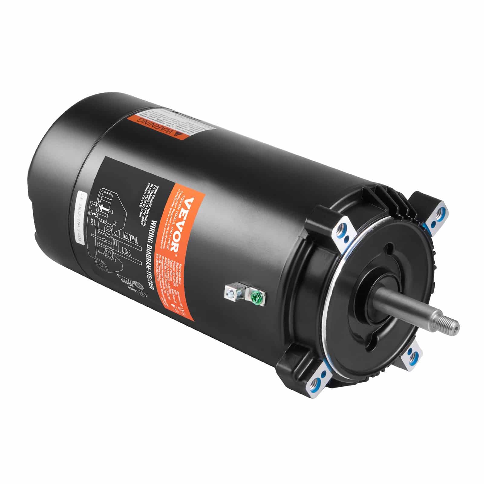 VEVOR 1.5HJ basseini pumba mootor, 3450 p/min, 115/230V, 56J raam, ümaräärik, vastupäeva pöörlemine, energiasäästlik asendusmootor