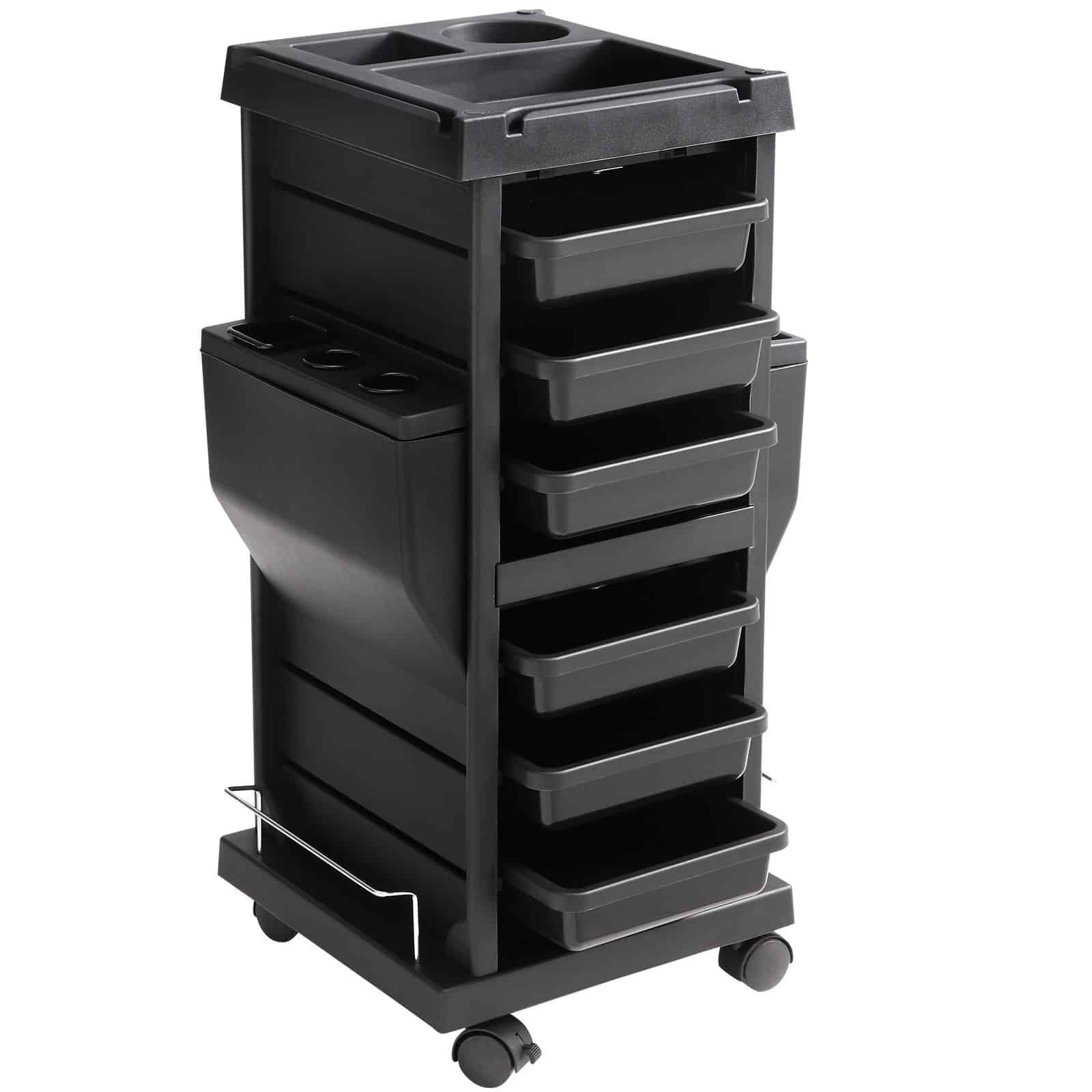 VEVOR Lockable Salon Trolley Cart with 6 Drawers, Tool Holder & Wheels – Durable Plastic Hairdressing Cart for Spa & Barber