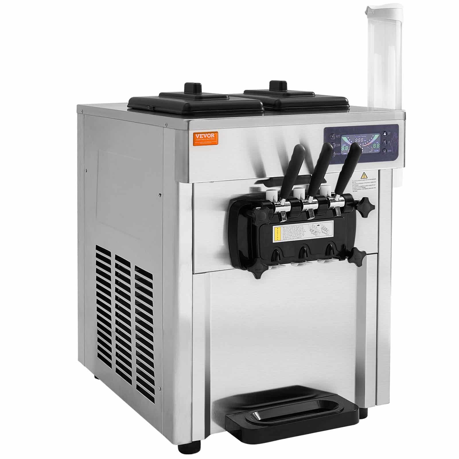 VEVOR 1650W Commercial Soft Serve Ice Cream Machine, 18–28 L/h, 3 Flavors, 2×5.5L Hoppers, LED Panel, Auto Clean, for Restaurants - Image 10