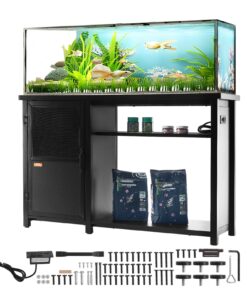 VEVOR 75 Галон акваріум стенд з зберіганням & Power Panel, чорна сталь & MDF, 132×50×82 см, 284 кг Вантажопідйомність