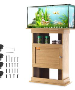 Подставка VEVOR для аквариума 75л, нагрузка 76 кг, из МДФ с хранилищем, цвет под дерево, 64x40x72см