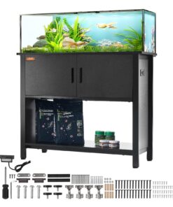 VEVOR 151.4 L Aquarium Stand with Storage Cabinet, Steel & MDF, 93x48x80 cm, 152 kg Load, Power Panel, for Reptile/Fish Tanks