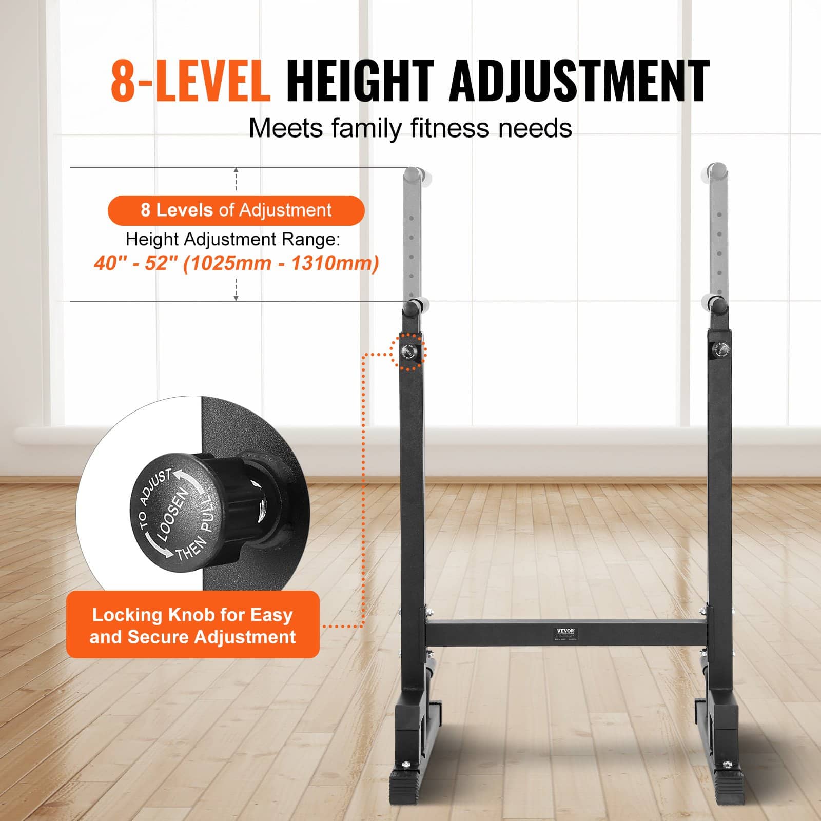 VEVOR Adjustable Dip Bar Station, 227 kg Capacity, Heavy-Duty Steel Parallel Bars for Home Gym Strength Training - Image 3