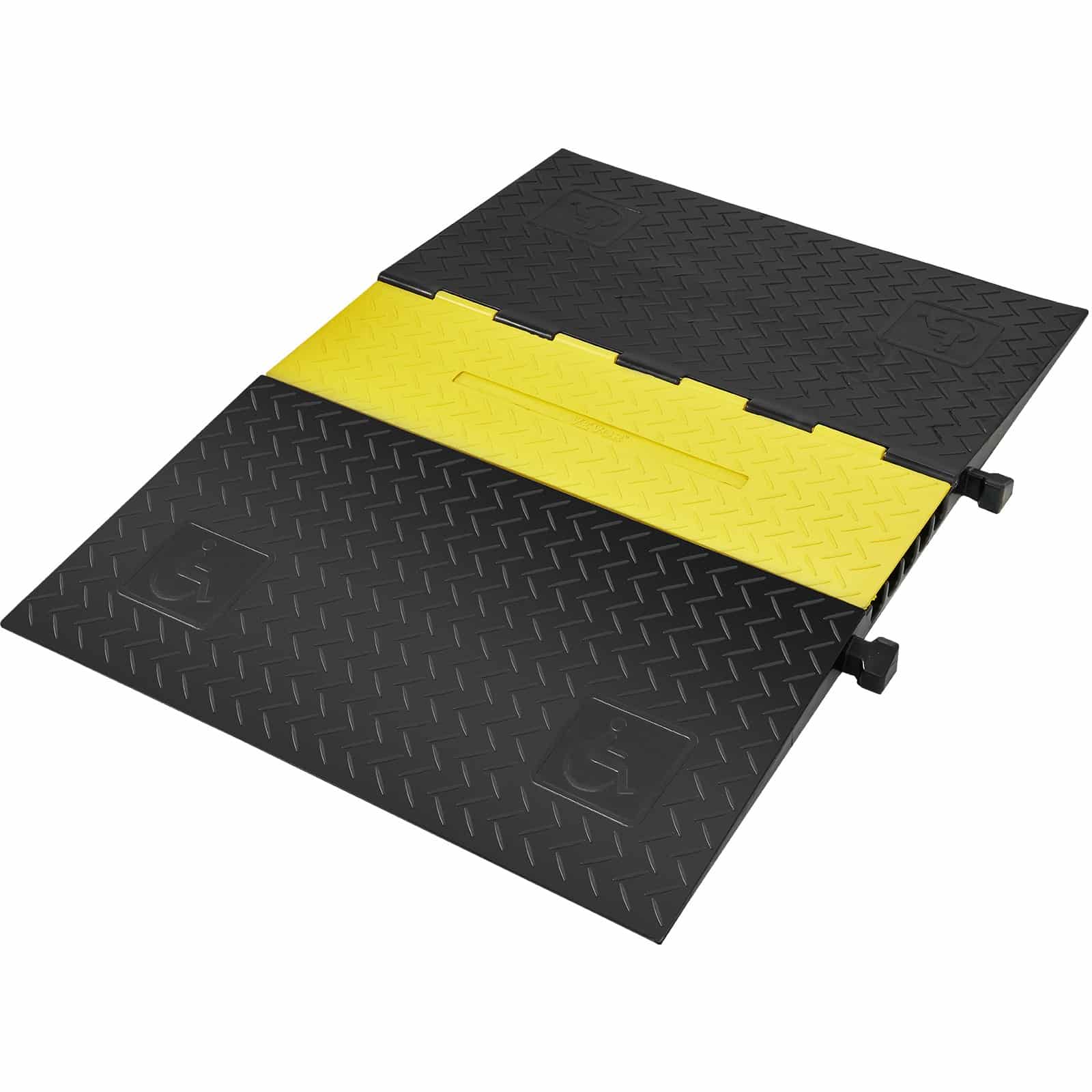 VEVOR Heavy Duty 5-Channel Rubber Cable Protector Ramp 114.5x80x5 cm, 10t Capacity, ADA Compliant, for Indoor & Outdoor Use