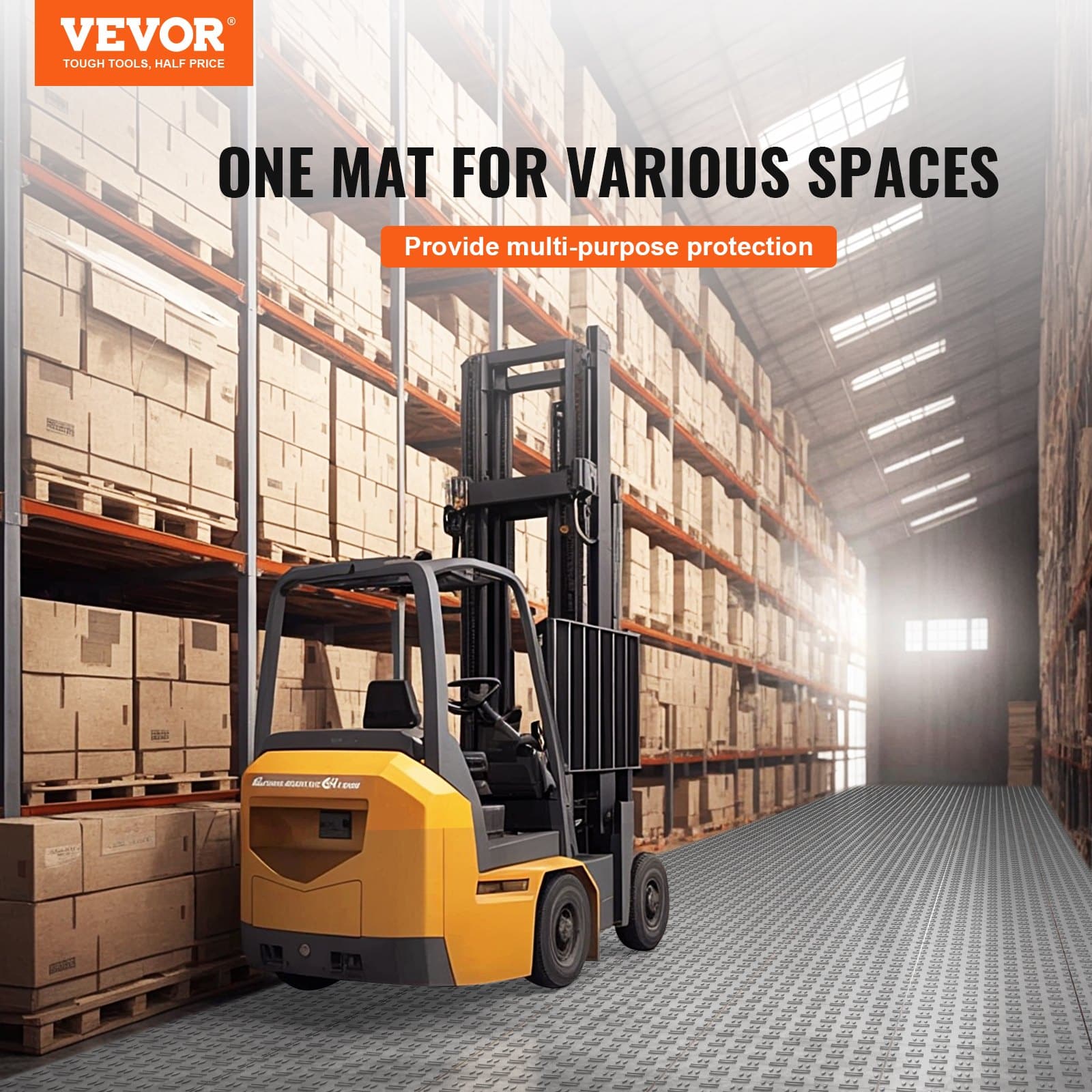 VEVOR Interlocking Garage Floor Tiles, 30x30x1.34cm, 25-Pack Non-Slip Double-Sided Flooring for Garage, Workshop, Silver - Pilt 2