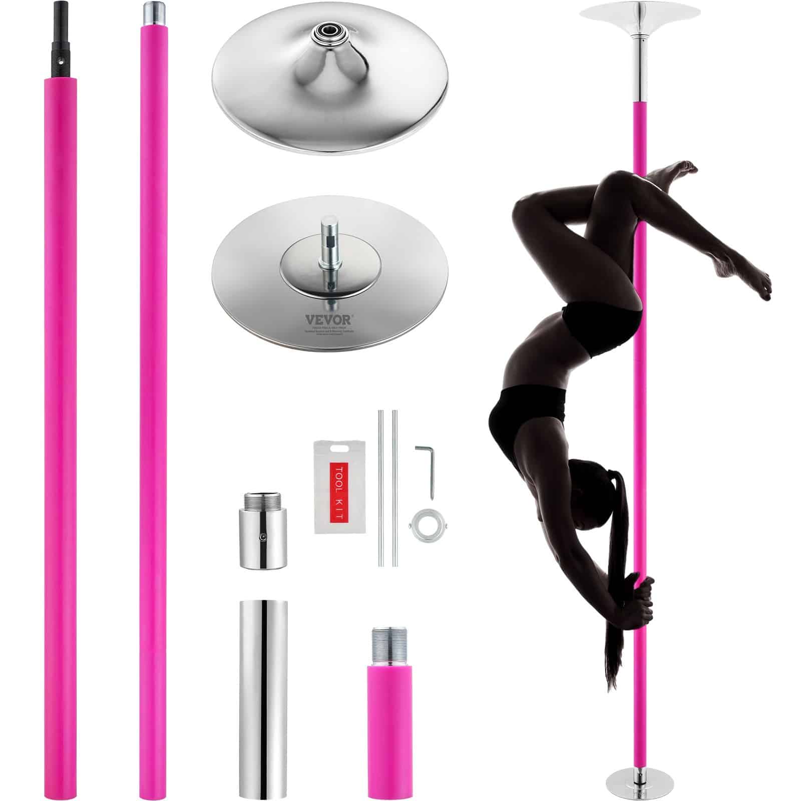 VEVOR 40mm Adjustable Spinning & Static Dance Pole Kit, Stainless