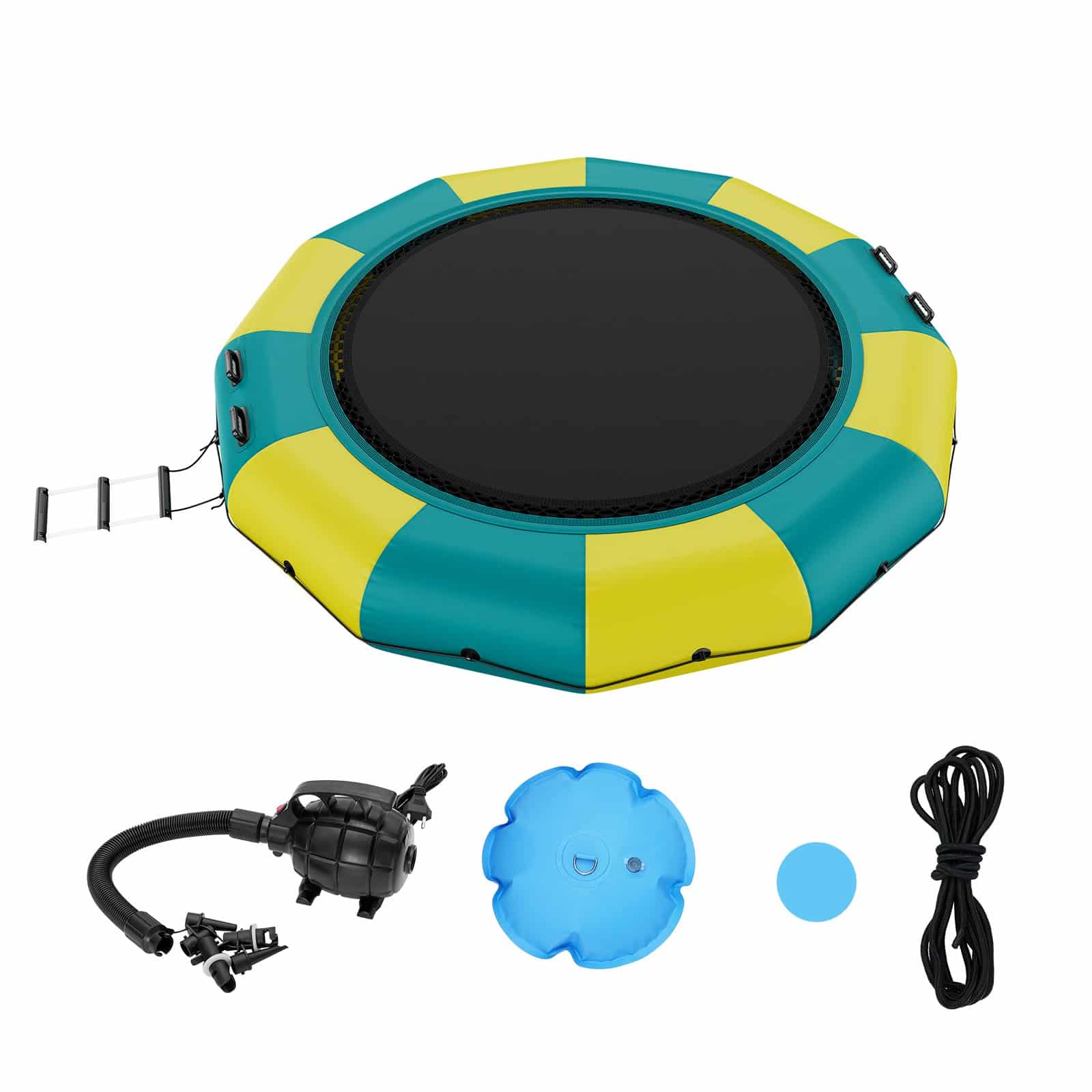 VEVOR 4m Inflatable Water Trampoline with Pump & Ladder, Floating Swim Platform for Kids & Adults, Lake & Pool Bouncer