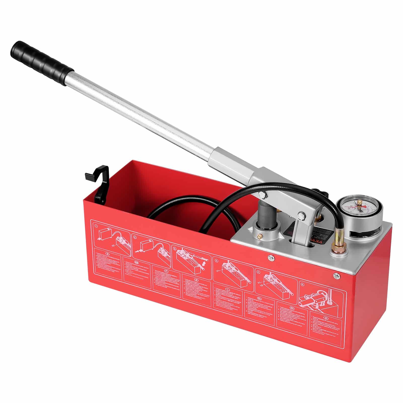 VEVOR Manual Hydrostatic Test Pump 25 Bar, Dual Valve, Gauge, 10L Tank, 1.4m Hose with 12.7mm Thread for Pipeline Testing - Зображення 12