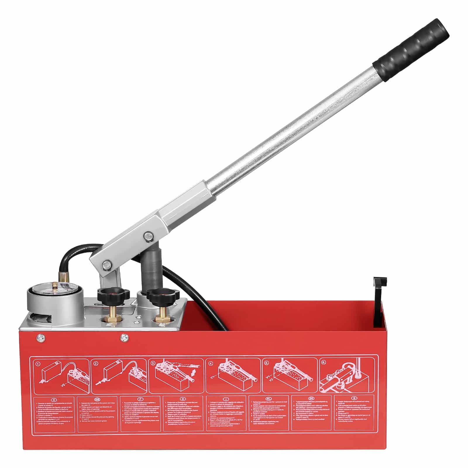 VEVOR Manual Hydrostatic Test Pump 25 Bar, Dual Valve, Gauge, 10L Tank, 1.4m Hose with 12.7mm Thread for Pipeline Testing - Зображення 9