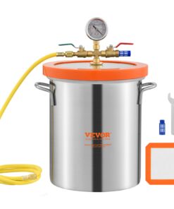 VEVOR 11.4L Vacuum Degassing Chamber with Tempered Glass Lid & Silicone Gasket - Stainless Steel, Airtight Seal
