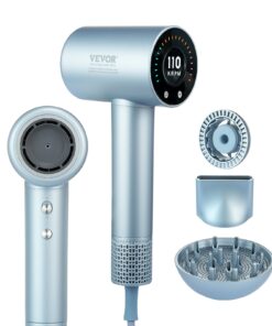 VEVOR 105,000 RPM Ionic Hair Dryer with LCD Display, 4 Heat & 3 Speed Settings, Lightweight, Fast Drying, Self-Cleaning