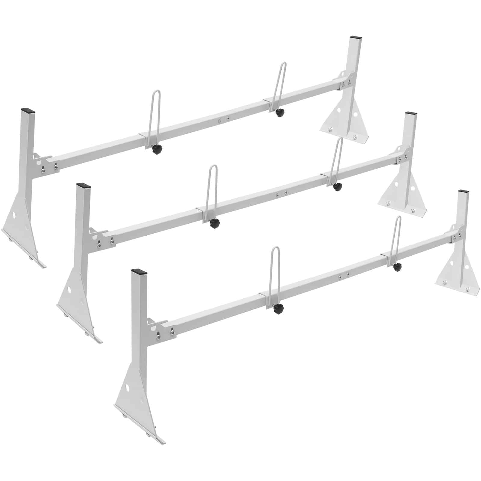 VEVOR Adjustable Alloy Steel Van Roof Ladder Rack, 3 Bars, 340 kg Capacity, Fits Full-Size Vans with Rain Gutters - Image 9