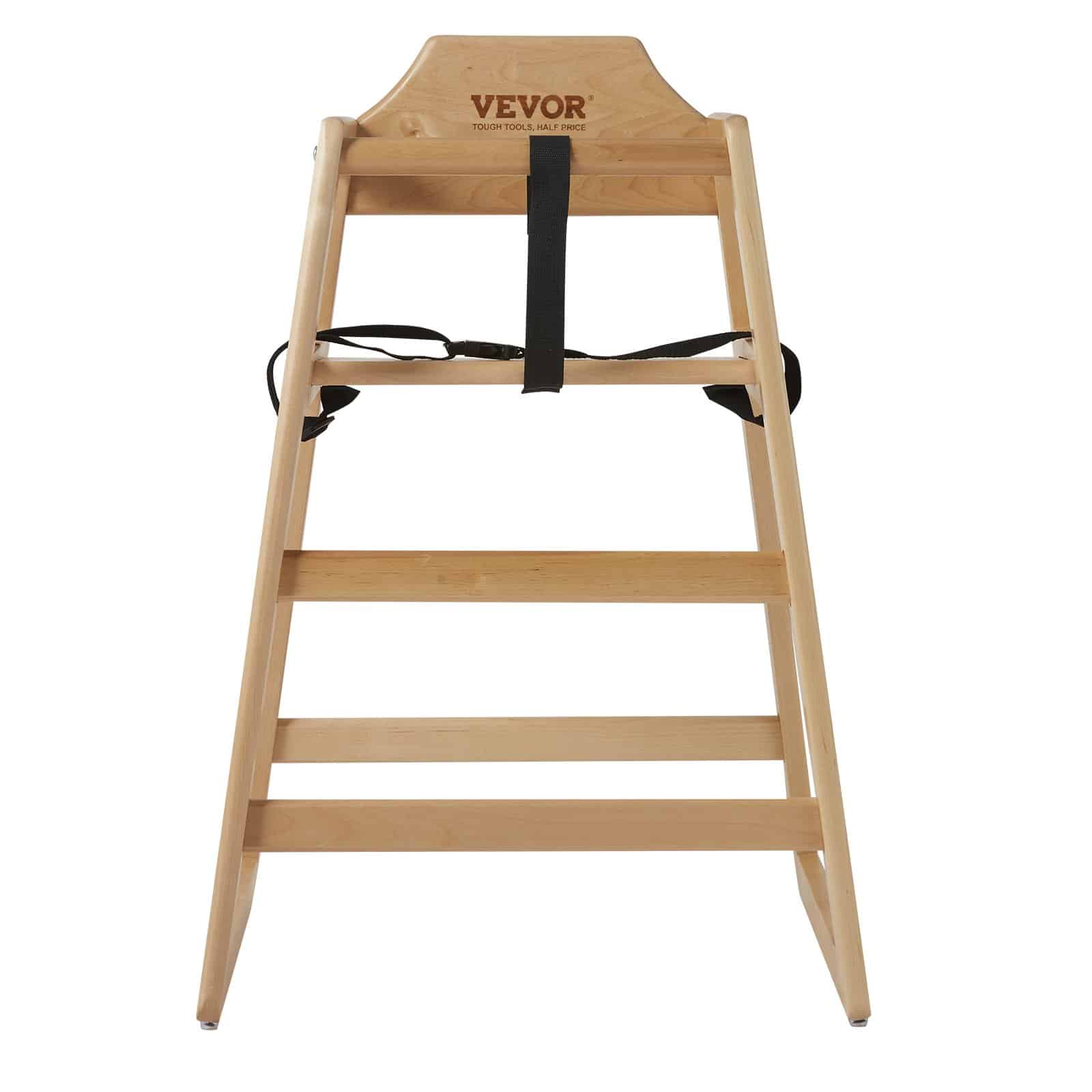 VEVOR Natural Wooden High Chair for Babies & Toddlers, Adjustable Birch Booster Seat with Safety Harness, Easy to Clean - Pilt 9