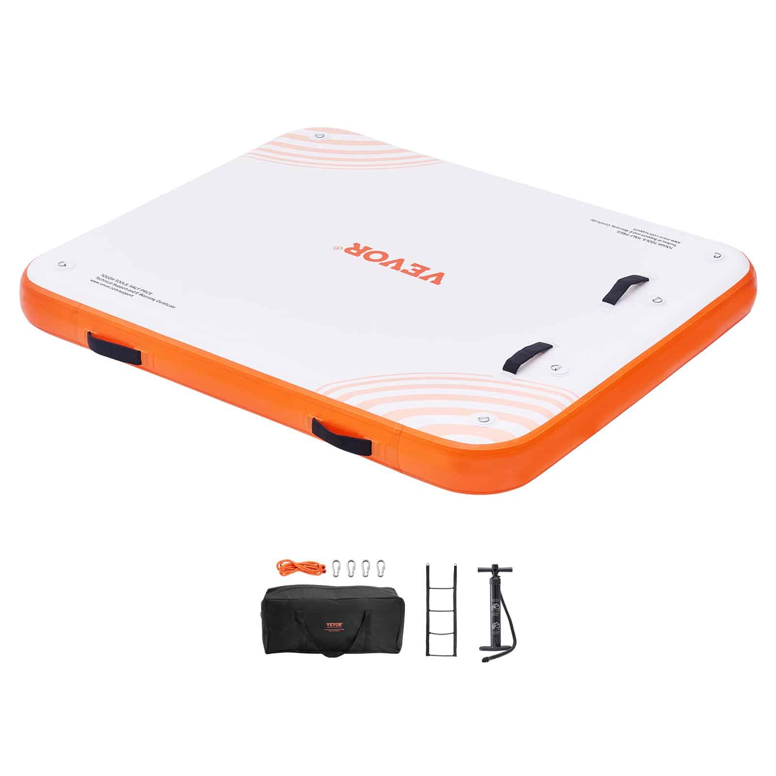 VEVOR 183x152 cm pripučiamas plūduriuojantis dokas su kopėčiomis ir krepšiu „Neslystanti vandens platforma baseinui, paplūdimiui ir vandenynui