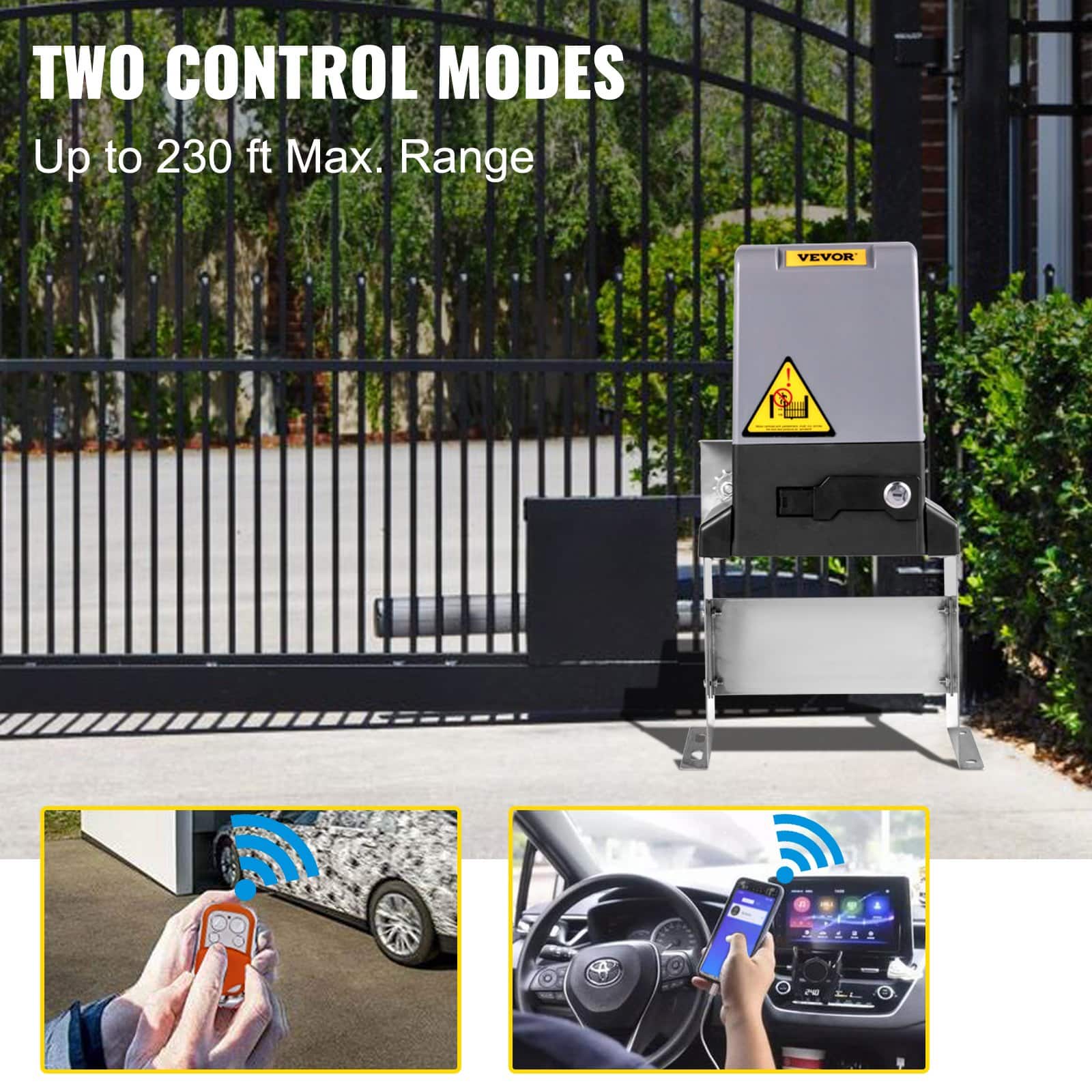VEVOR Automatic Sliding Gate Opener 1497kg with 4 Remotes & App Control, 750W Motor, Quiet & Smart Driveway Gate System - Image 3