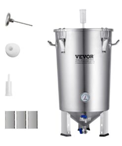 VEVOR 30 л ферментер из нержавеющей стали 304 с термометром, крышкой и краном – для домашнего пивоварения