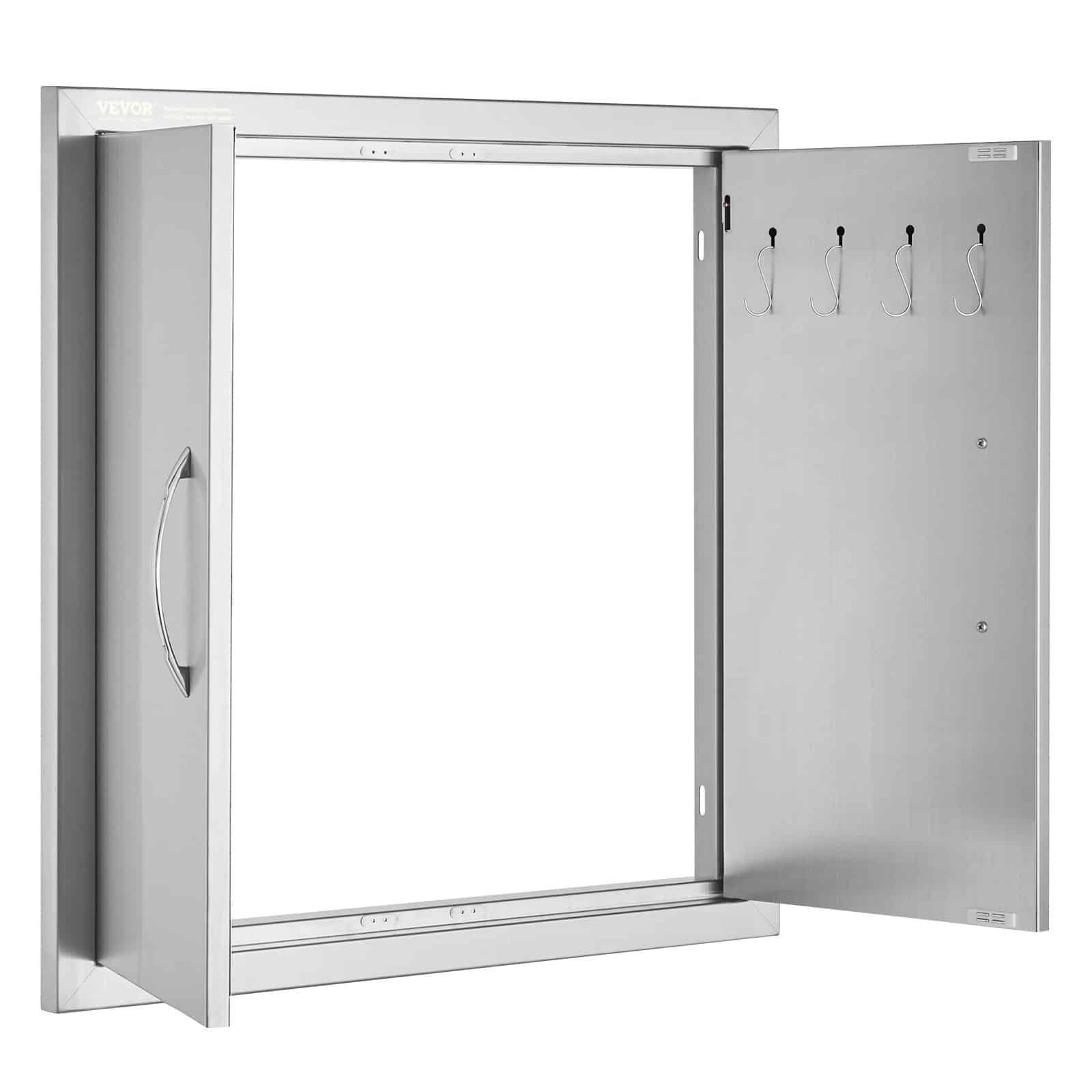 VEVOR 610x610 mm Stainless Steel Double BBQ Access Door with Hooks, Vertical Flush Mount for Outdoor Kitchen Cabinet - Image 11