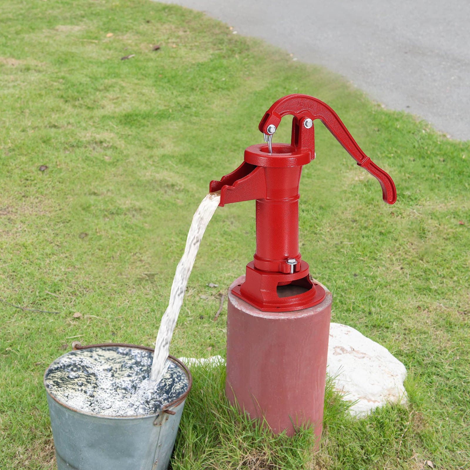 VEVOR Cast Iron Antique Hand Water Pump, Manual Pitcher Pump with 7.6m Lift, Ergonomic Handle, Easy Install, Outdoor Use, Red — изображение 8