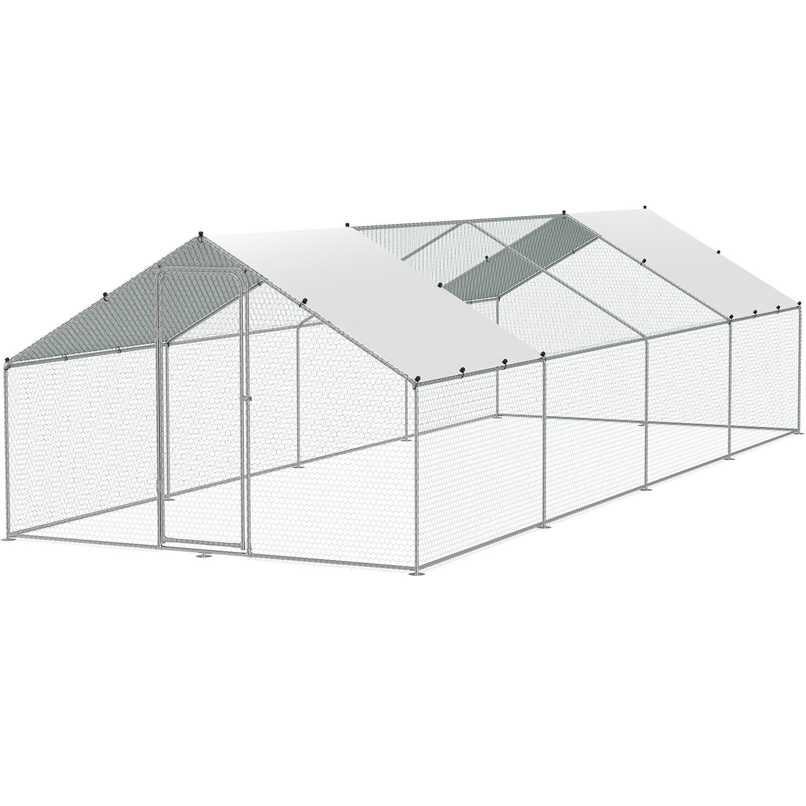 VEVOR 3x7.83x1.99m Large Metal Chicken Coop with Cover – Outdoor Walk-in Poultry Run with Roof & Lock for Chickens, Ducks, Rabbits - Image 9