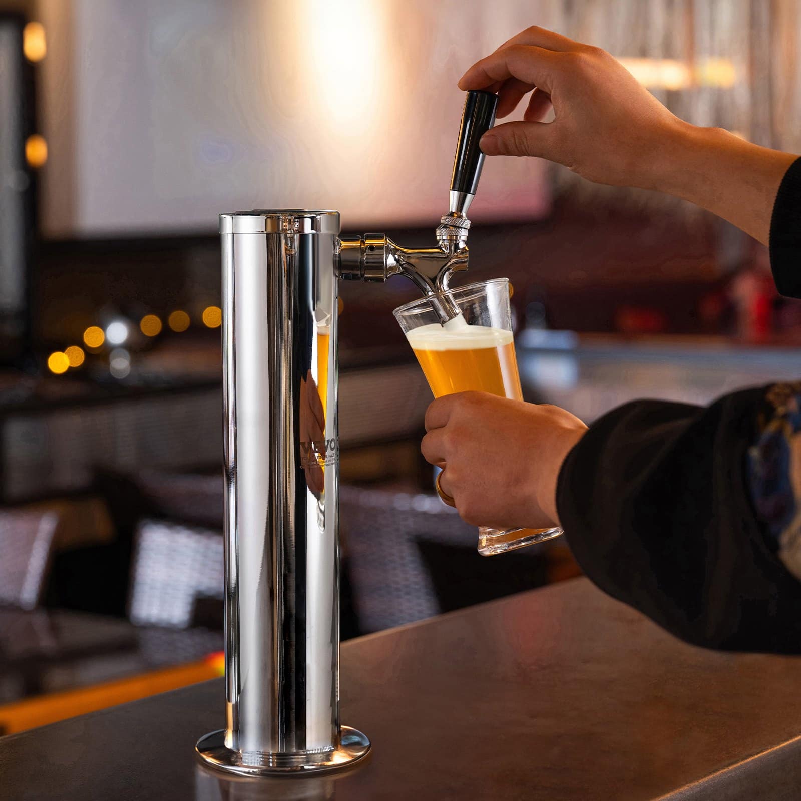 VEVOR Single Tap Kegerator Tower Kit, Stainless Steel Beer Dispenser with W21.8 Dual Gauge Regulator & S-System Coupler — изображение 8