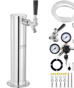 VEVOR Башня для кегератора с одинарным краном, диспенсер для пива из нержавеющей стали с двойным манометром W21.8 и соединителем системы S