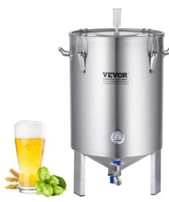 VEVOR 60L 304 Stainless Steel Fermentation Kettle with Lid, Thermometer, Spigot & Valve for Home Beer Brewing