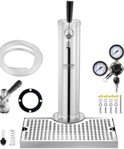 VEVOR комплект для кегератора из нержавеющей стали с одной колонной, с регулятором с двойным манометром, соединителем S-типа и поддоном для капель – идеально подходит для дома и вечеринок